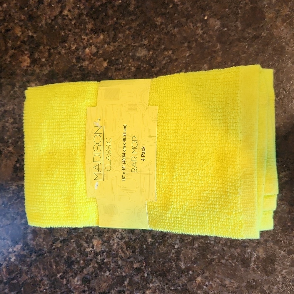 Bar Mop Cloths, 4 Pack, Neon Green, NWT
